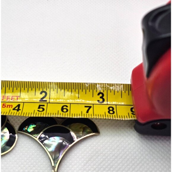 Handmade Alpaca Silver Abalone & Black Onyx Inlay Earrings - Picture 13 of 13